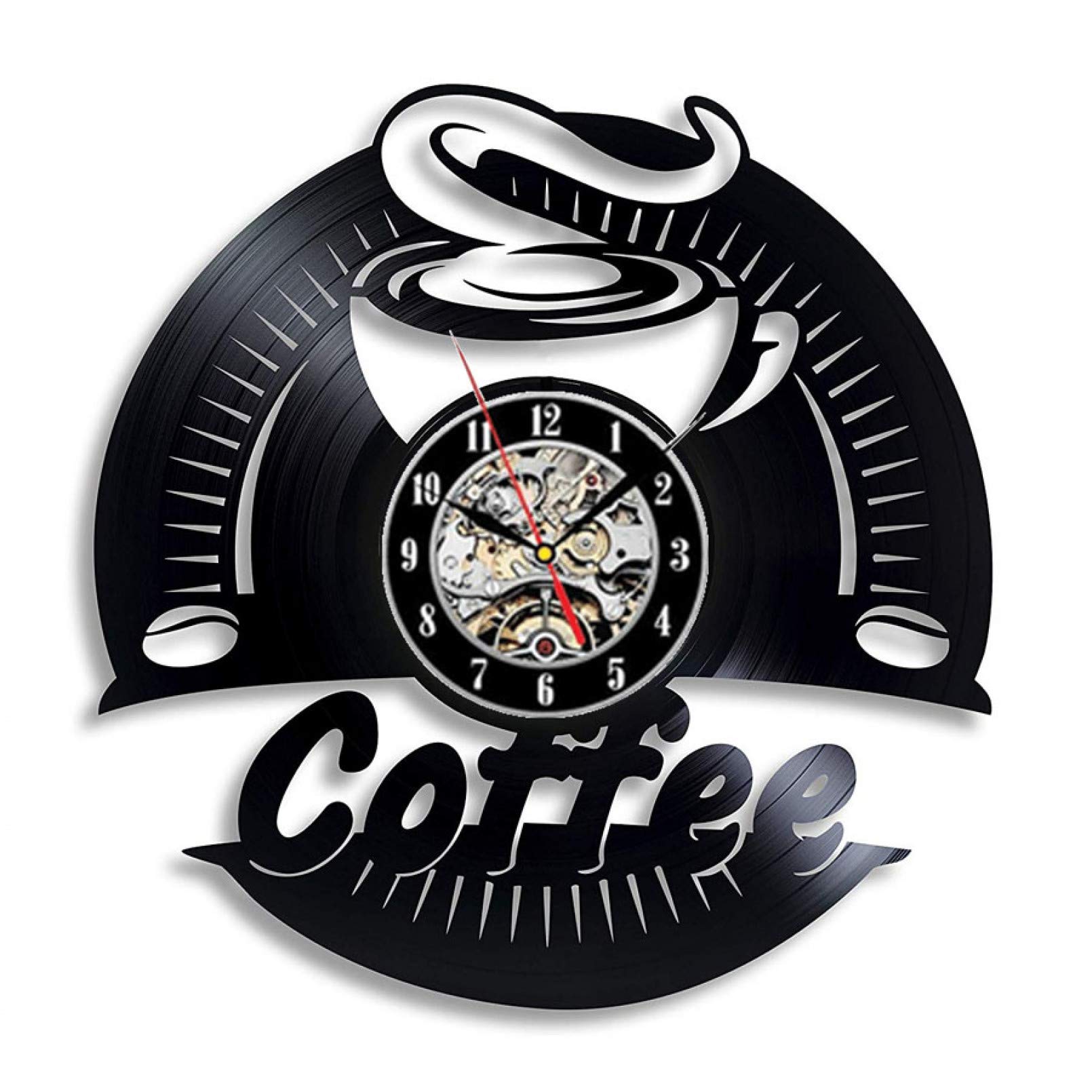 suhang Kitchen 3D Wall Clock Coffee Cups Coffee Cafe Vintage Hanging Watch Home Decoration Gift