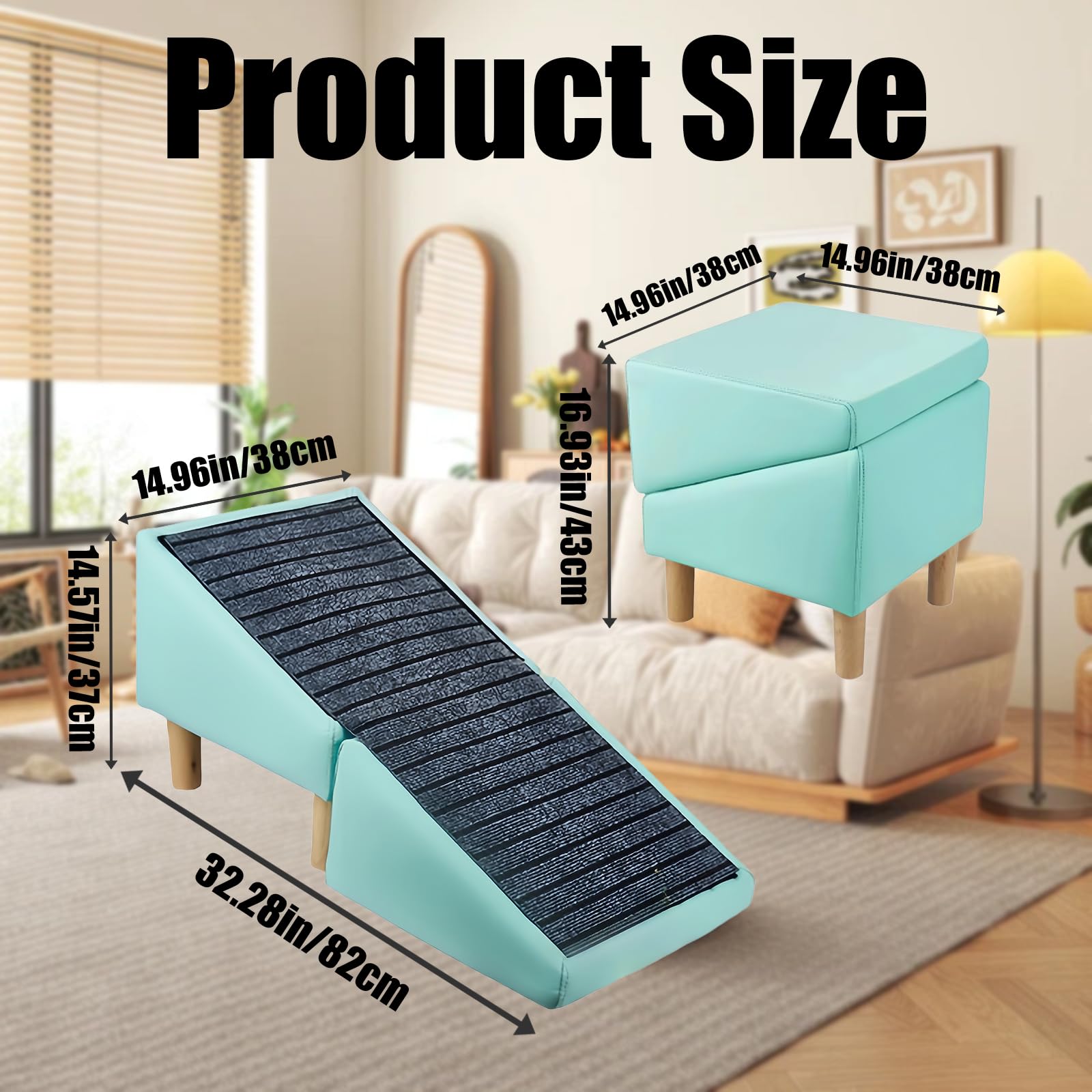 Rascador para Gatos Mejorado, otomana Dividida con rampa para Perros, Taburete de Madera Convertible 2 en 1, rampa para Perros y Gatos pequeños, Incluye Alfombrilla Antideslizante,