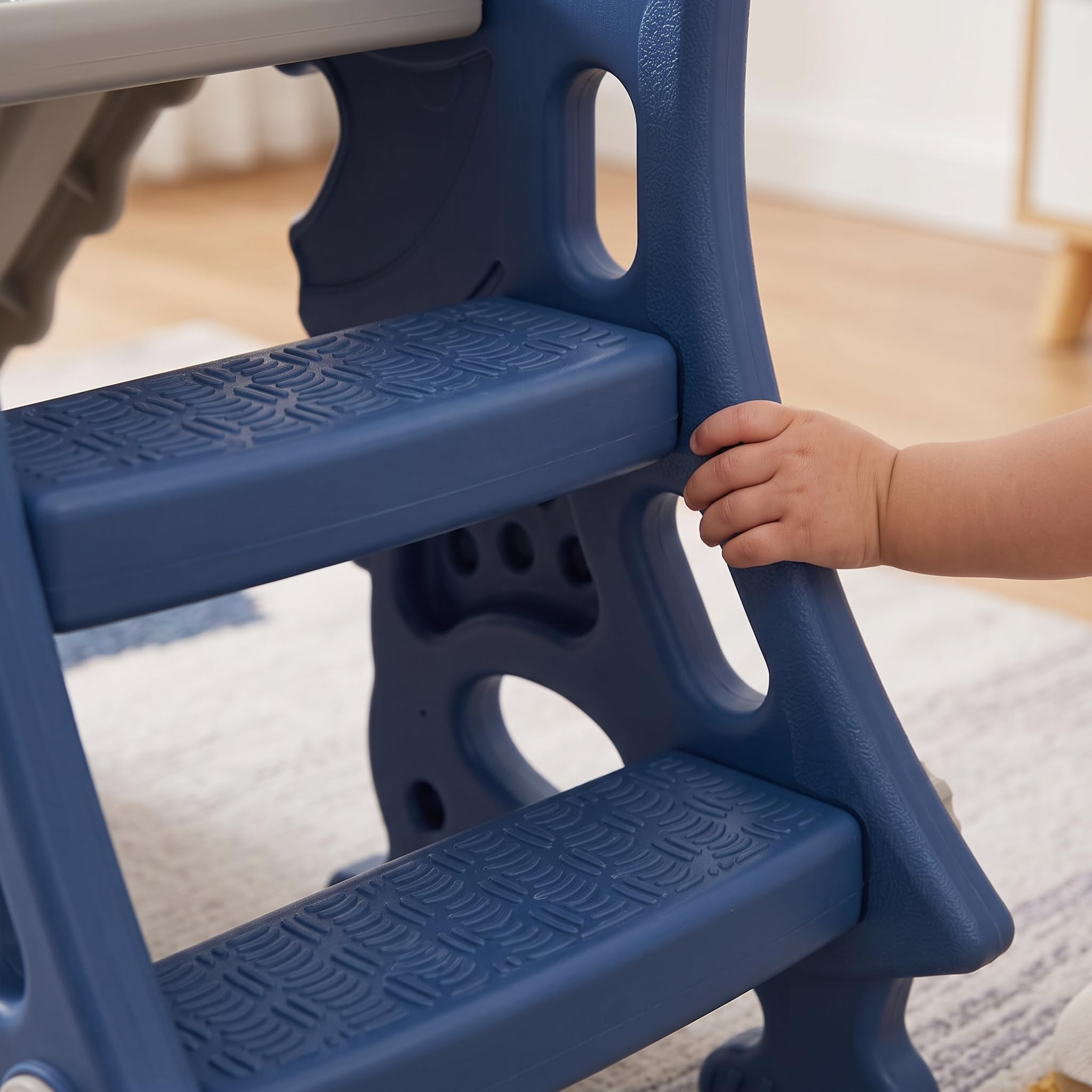 Scivolo per Bambini Pieghevole con da Basket e Palla - Scivolo Dinosauro in Plastica per Bambini 3-6 Anni, Rosa