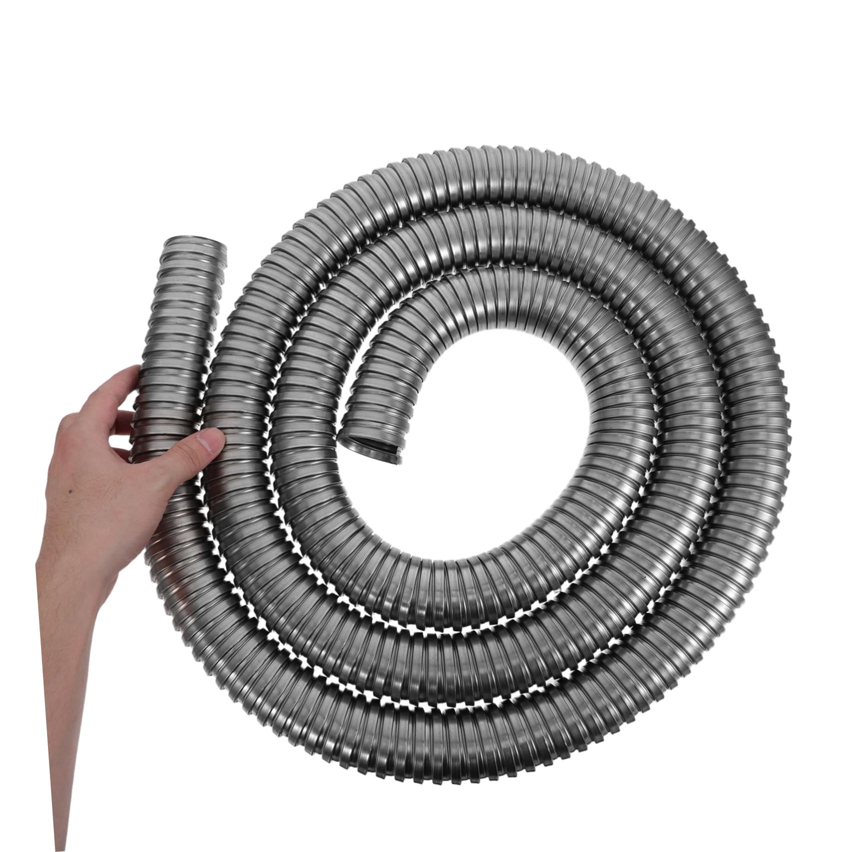 Condotto Elettrico Flessibile Corrugato in Acciaio Inox 304 Argento | Tubo Metallico per Cablaggio, Rapido da Installare, per Garage e Progetti Commerciali
