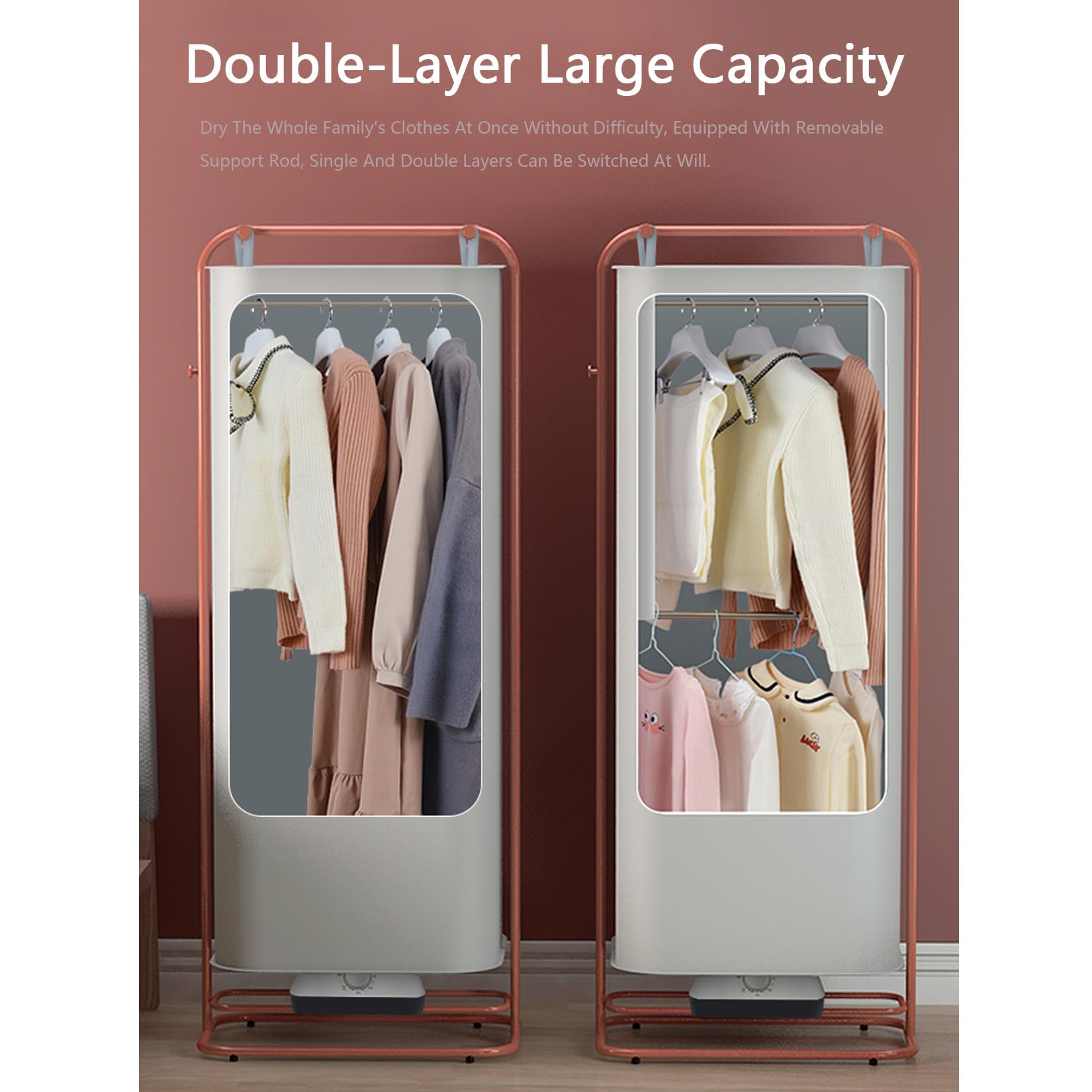 YUHANG Secadora de Ropa Doble Nivel de 1200W con Temporizador de 180 Minutos Capacidad de 10KG para Secar Niños y Adultos (Gray)