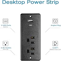 Vista 2 de HHSOET Regleta de alimentación empotrable de 20W con enchufe plano, enchufe de escritorio con USB, toma de corriente empotrada para conferencias