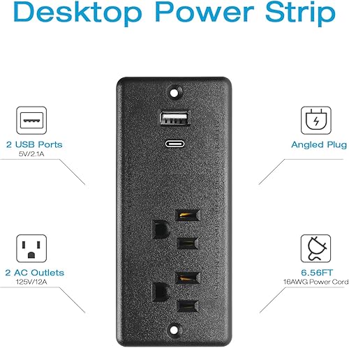 Miniatura 2 de HHSOET Regleta de alimentación empotrable de 20 W, enchufe de escritorio con USB, toma de corriente empotrada para conferencias con USB C de carga