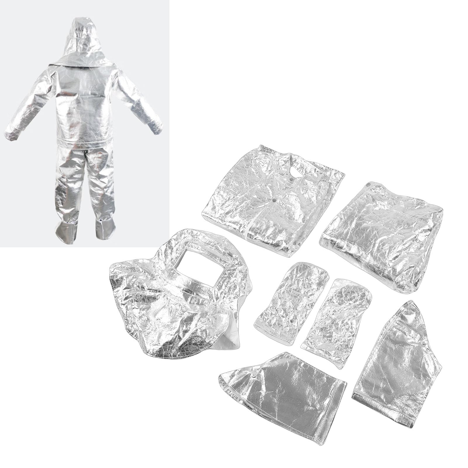 Traje Ignífugo, Traje con Aislamiento Térmico Compuesto de Papel de Aluminio Resistente Al Calor de 1000-1200 ℃, contra Incendios Aluminizado con Protección Completa para Operaciones de