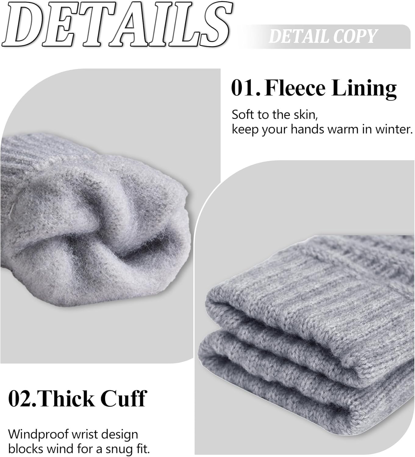 2 Pairs Fingerless Gloves for Women Men, Half Finger Winter Warm Stretch Knitted Gloves for Texting Typing Driving Working - Image 4