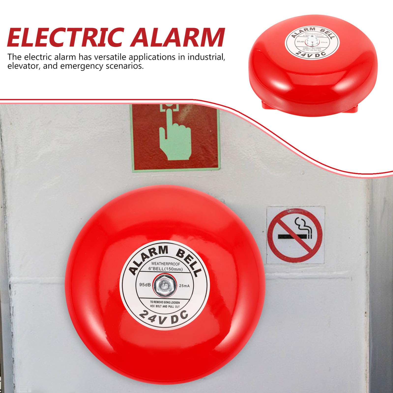 BESTYASH Campanello a Corrente 24v in Ferro Installazione Facile per Emergenze e Ascensori, Allarme Versatile per Sicurezza Interna