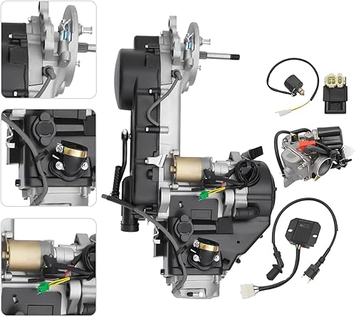 Miniatura 4 de Motor de 150 CC de 4 tiempos y 11 pulgadas GY6, caja larga, 1 cilindro, ciclomotor, motor CVT, kit de motor de motor de kart CVT, carburador