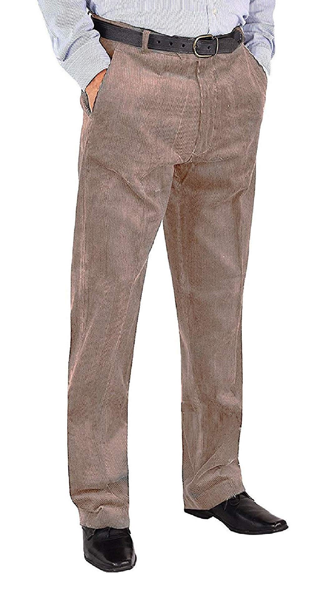Mens Corduroy Trousers Smart Cord Trousers Waist 30 to 50, Inside Leg 27 Inches (44, Beige)