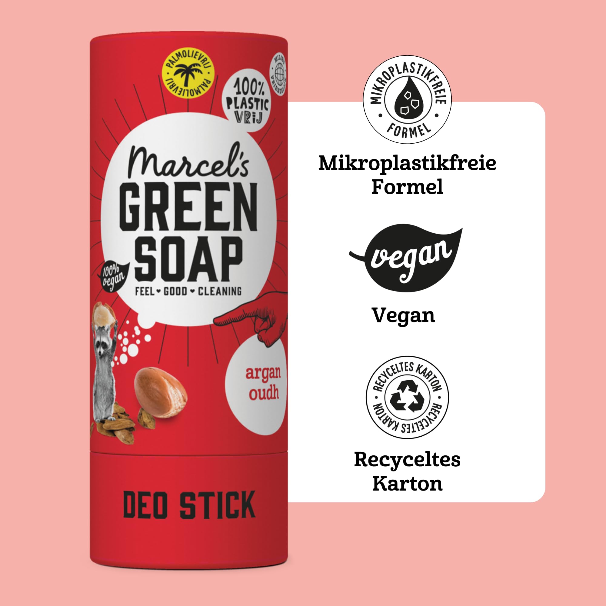 Marcel's Green Soap - Deodorant Stick - Argan & Oudh - Antitranspirant - 100% Umweltfreundlich - 100% Vegan - 97% Biologisch abbaubar - 6er-Pack - 40 gr
