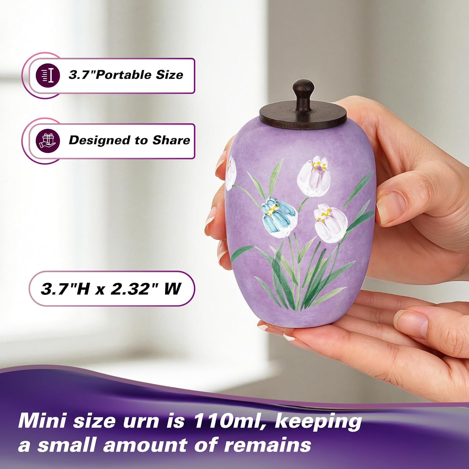 SOITIS Urn for Human Ashes Handmade Tulips Ceramic Urn Small Urns for Ashes