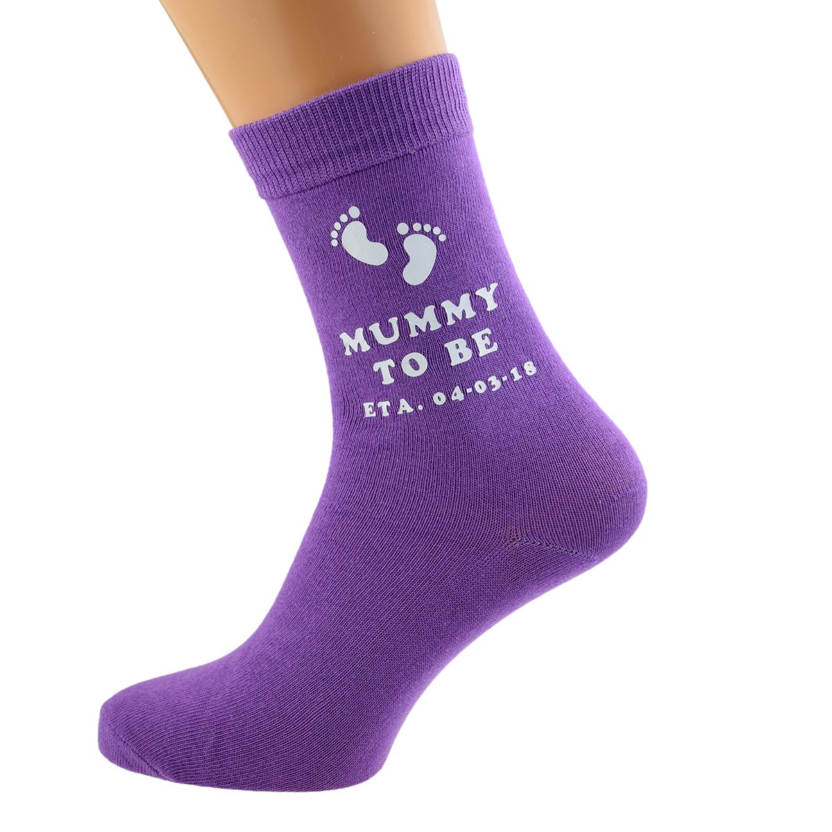 Gtr-Prestige Giftware Women's Turquoise Mummy To Be Personalised Eta Date Or Month Purple Socks Uk 4-8 Eur 37-41 X6n673 (Please See Instructions On Listing)