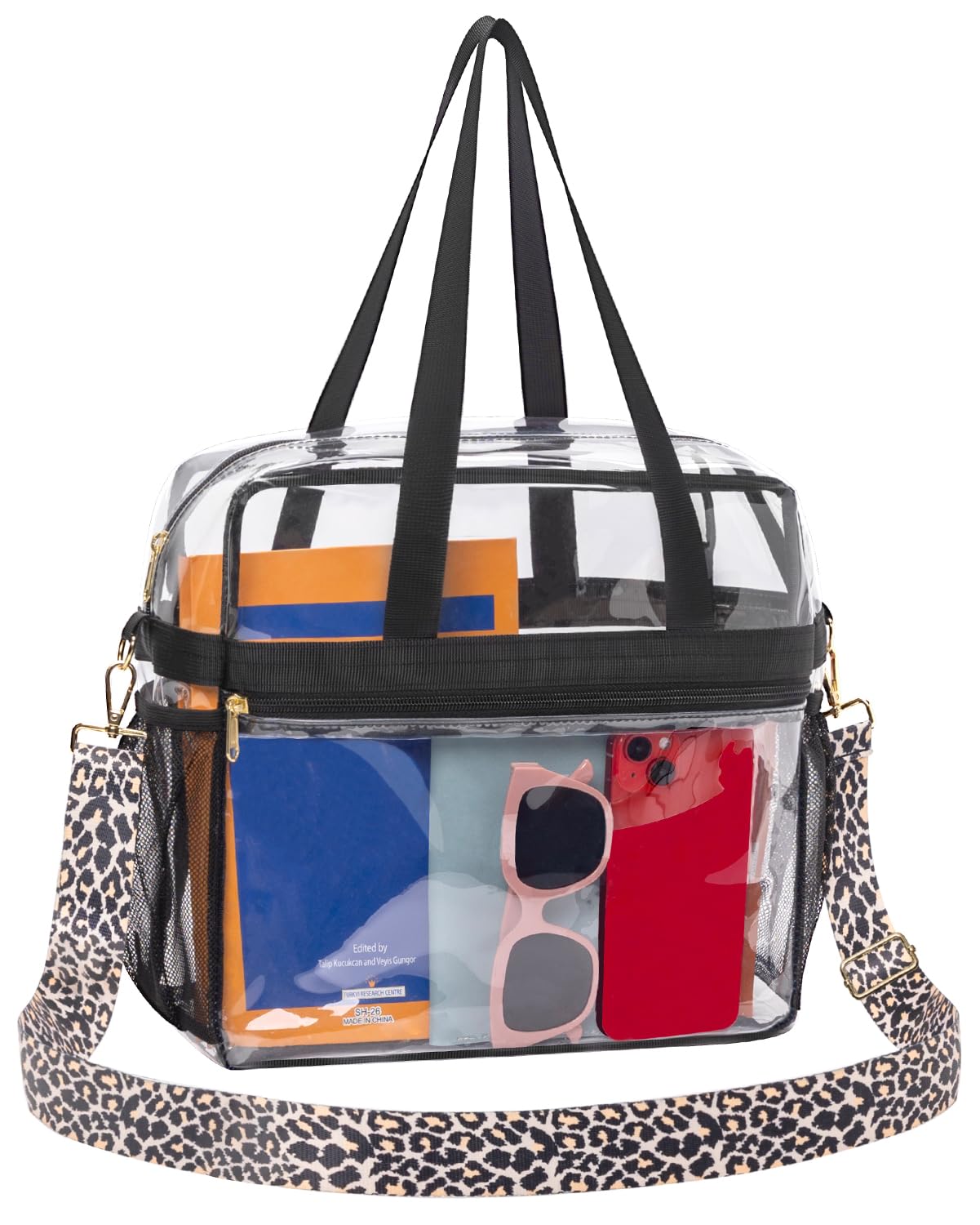 Paxiland Clear Bag for Stadium Events 12x6x12 inches, Clear Tote Bag with Reinforced Strap, Clear HandBag for Sports Concert