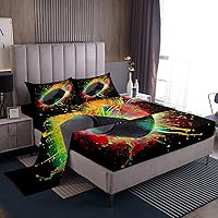 Vista 10 de Erosebridal Graffiti Rugby Ball Sheet Set Twin Colorful Rugby Helmet Bed Sheets Set, Sports Sheets for Boys Girls Football Game Flat Fitted Sheet