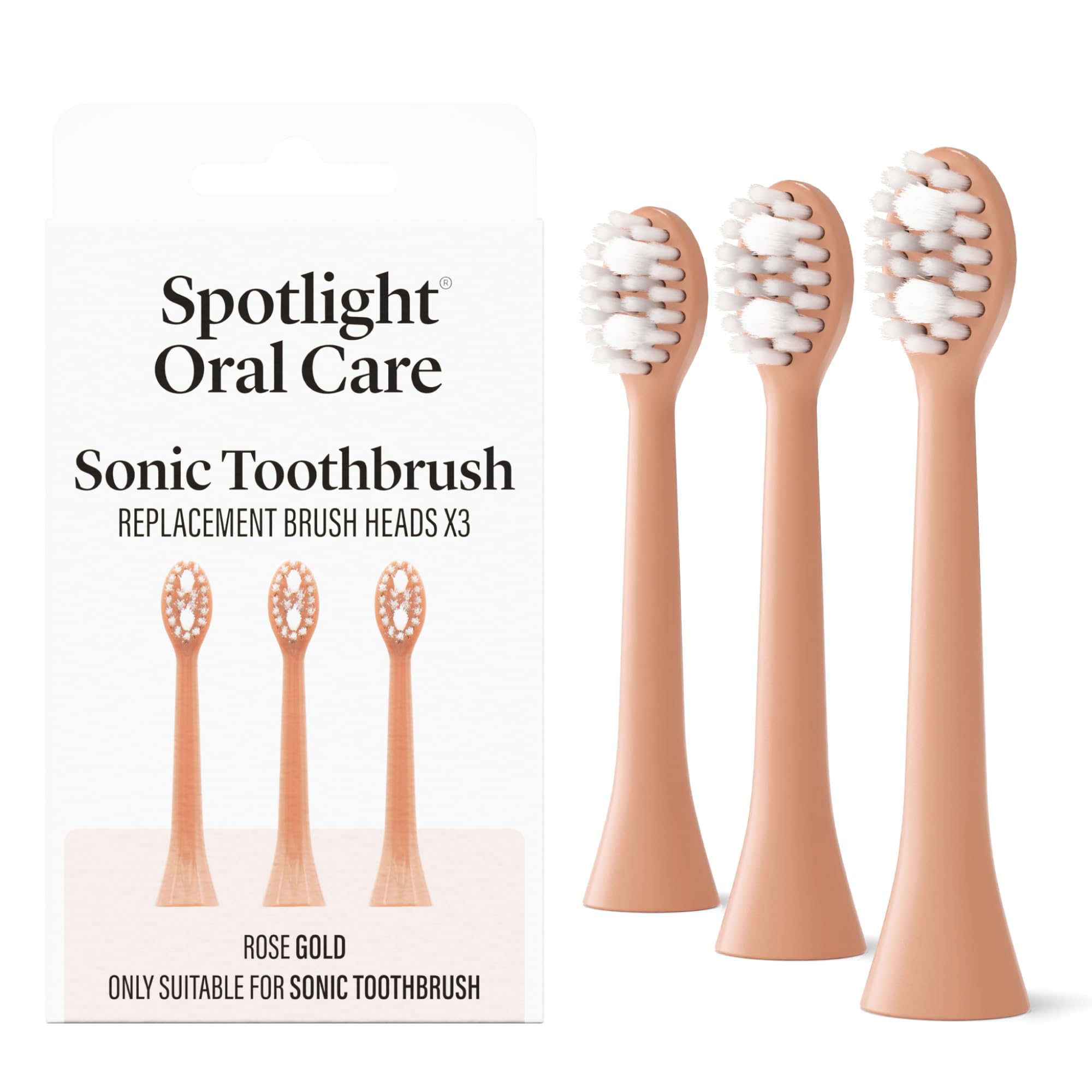 Sonic Toothbrush Replacement Heads - 3 Pack | Made by Dentists | Micro-Action Bristles Target Plaque, Staining & Bad Breath | 9-Month Supply | Fits Spotlight Sonic Toothbrush Only