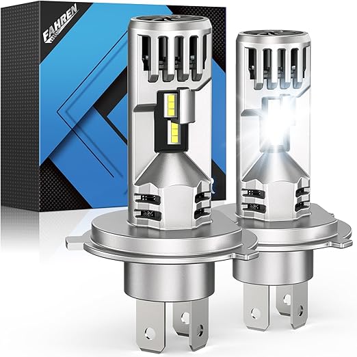FAHREN H4 LED Driving Light Bulbs, 33000LM 800% Super Bright 9003 LED Fog Bulbs with 12000 RPM Turbo Fan, 6500K Cool White IP68 Waterproof Pack of 2