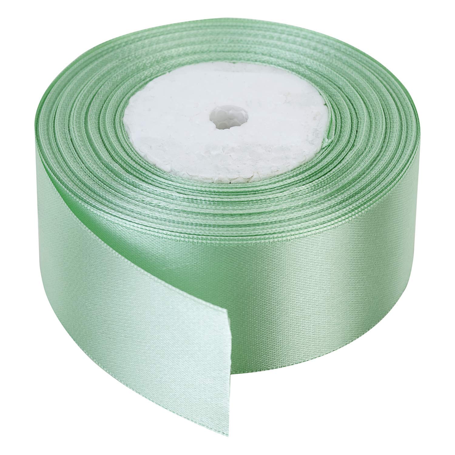Trimming Shop Mint Green Ribbon Roll - 50mm x 25 Metres - Double Sided Satin Brightly Coloured - 100% Polyester - for Gift Wrapping, Decorating, Arts and Craft - Machine Washable — image 1
