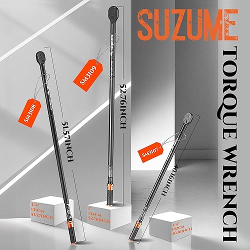 Vista 21 de SUZUME 3PCS Torque Wrench Set 72 Teeth Dual-Direction Adjustable Torque Wrench Dual-Scales 1/4 & 3/8 & 1/2-Inch ±3% Accuracy Click Torque Wrenches