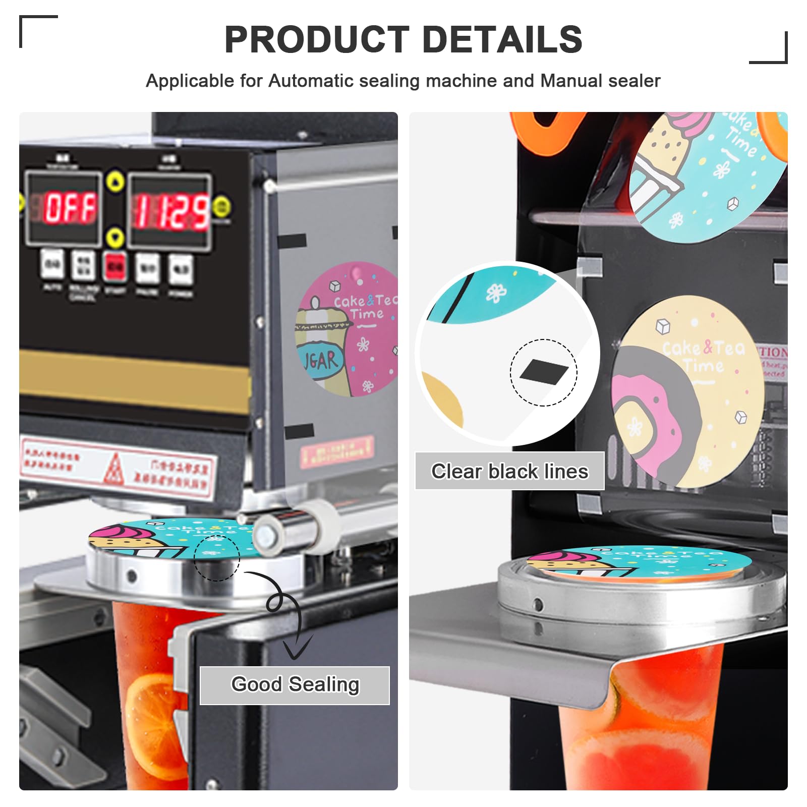 Versiegelungsfolie Für Bubble Tea Becher – 90-105 Mm Durchmesser, Mit Süßen Tiermotiven, PP-Material, 2600 Stück Pro Rolle