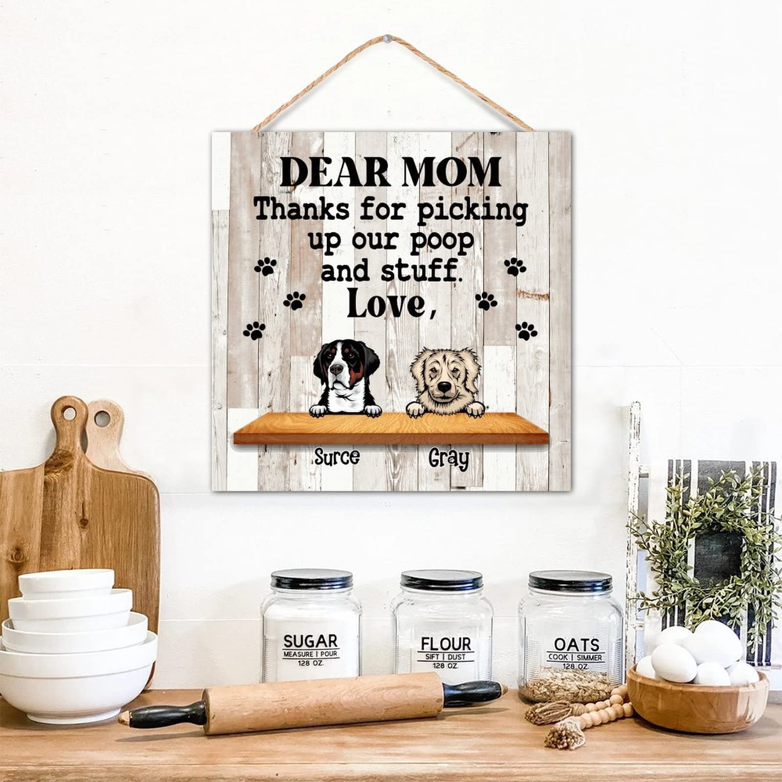 Décoration murale personnalisée chien photo - Panneau bois salon