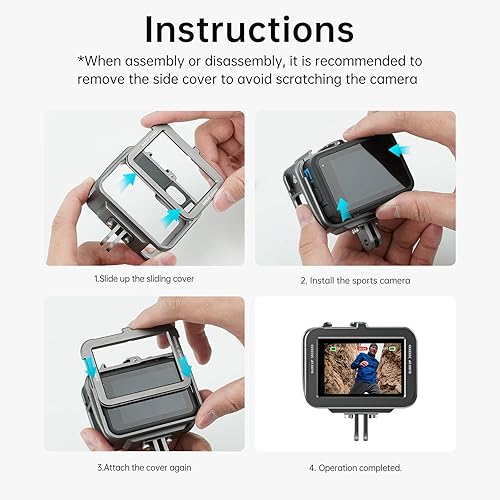 Miniatura 8 de TELESIN Carcasa de aluminio con marco protector de carcasa metálica para GoPro Hero 12 11 10 9 Negro, se adapta a Go Pro cuando ND CPL Filtro de