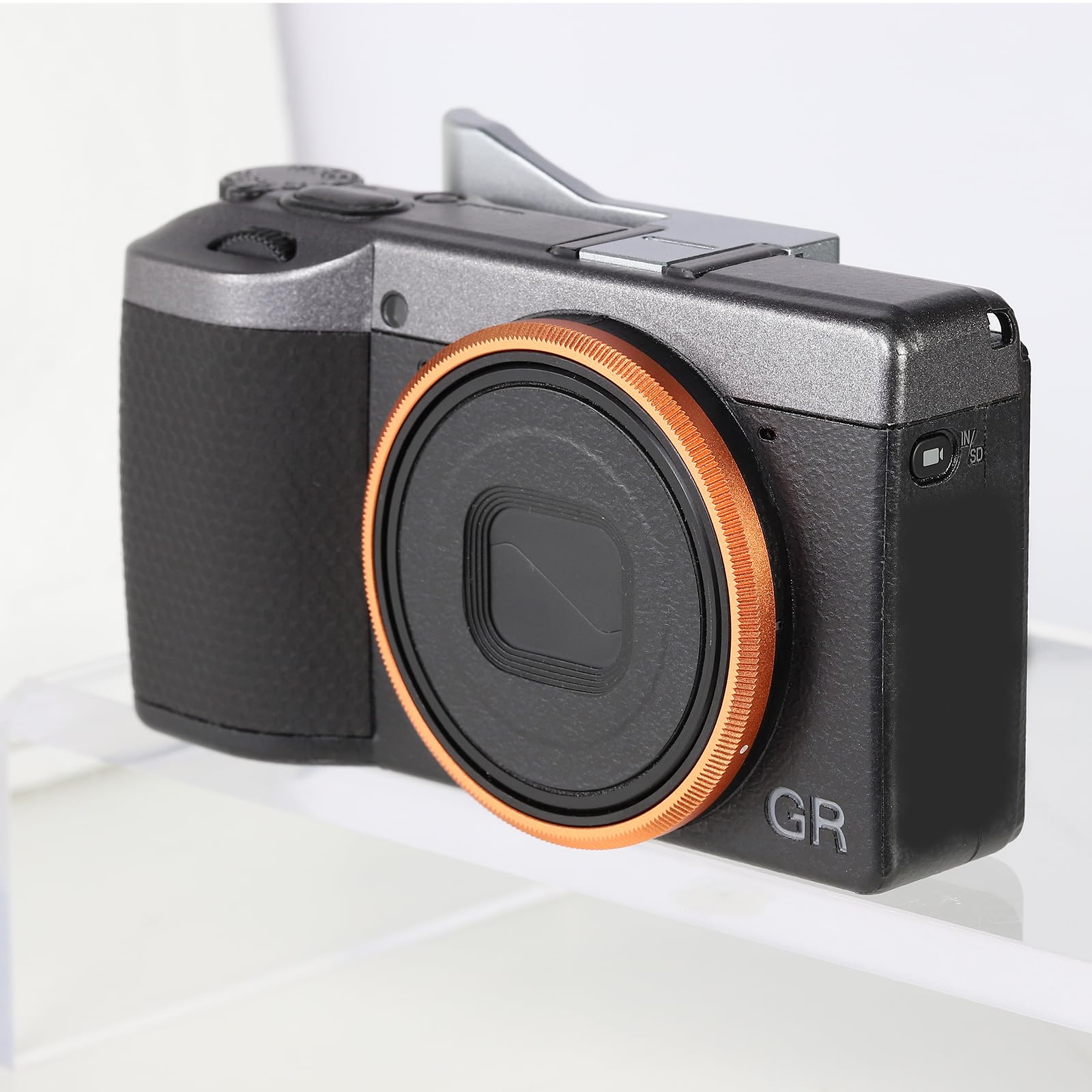 Haoge Anillo decorativo de metal para cámara RICOH GR IV sustituye a GN-3, RRC-GR4-naranja