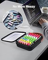 Vista 6 de Luxtude Funda transparente para unidad flash con etiquetas, organizador de estuche USB rígido, caja de almacenamiento USB con capacidad para 58