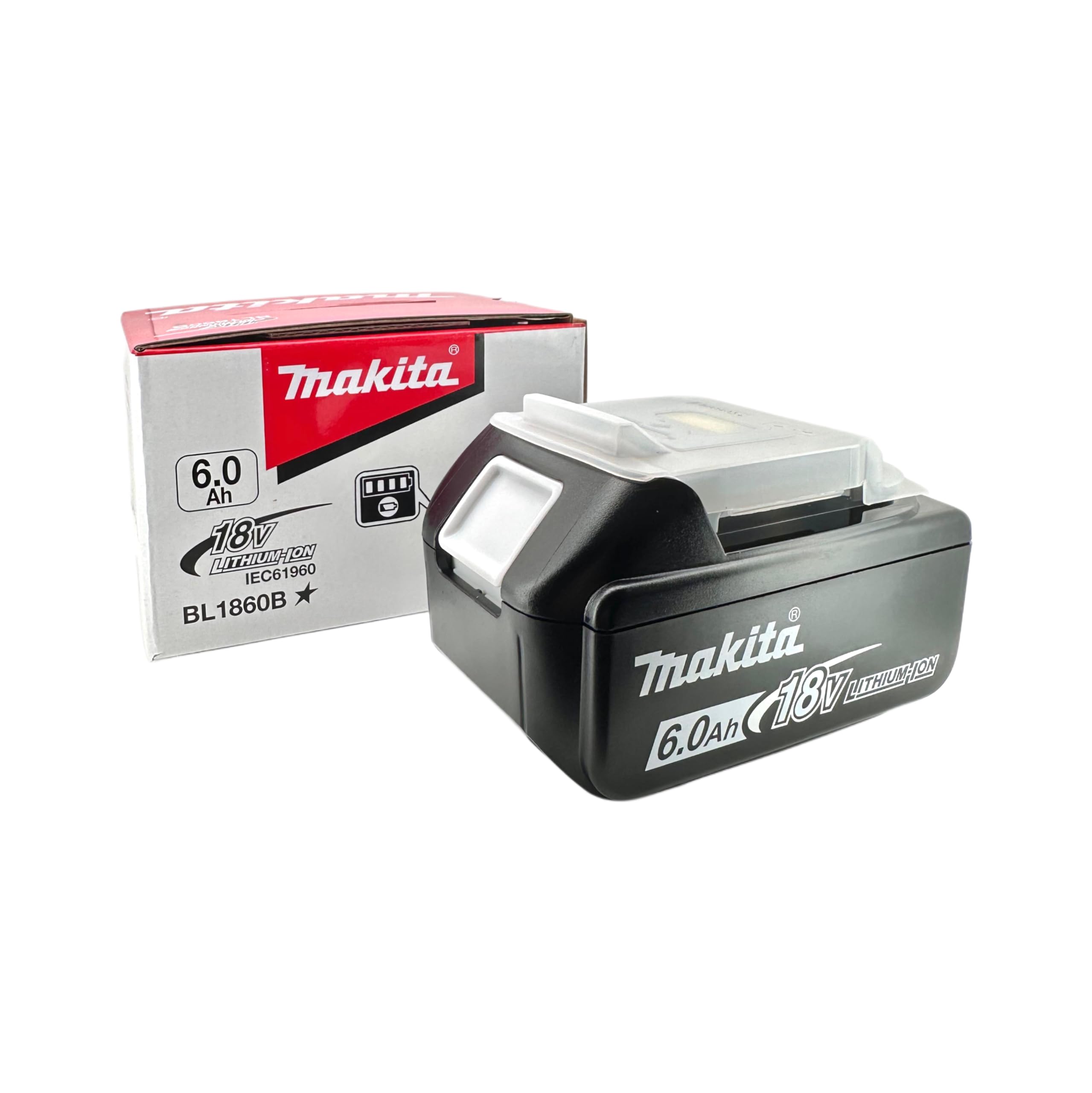 Batteria di ricambio originale, 18 V, 6,0 Ah, BL1860B, compatibile con Makita LXT, con indicatore LED, sostituisce BL1850, BL1840, BL1830