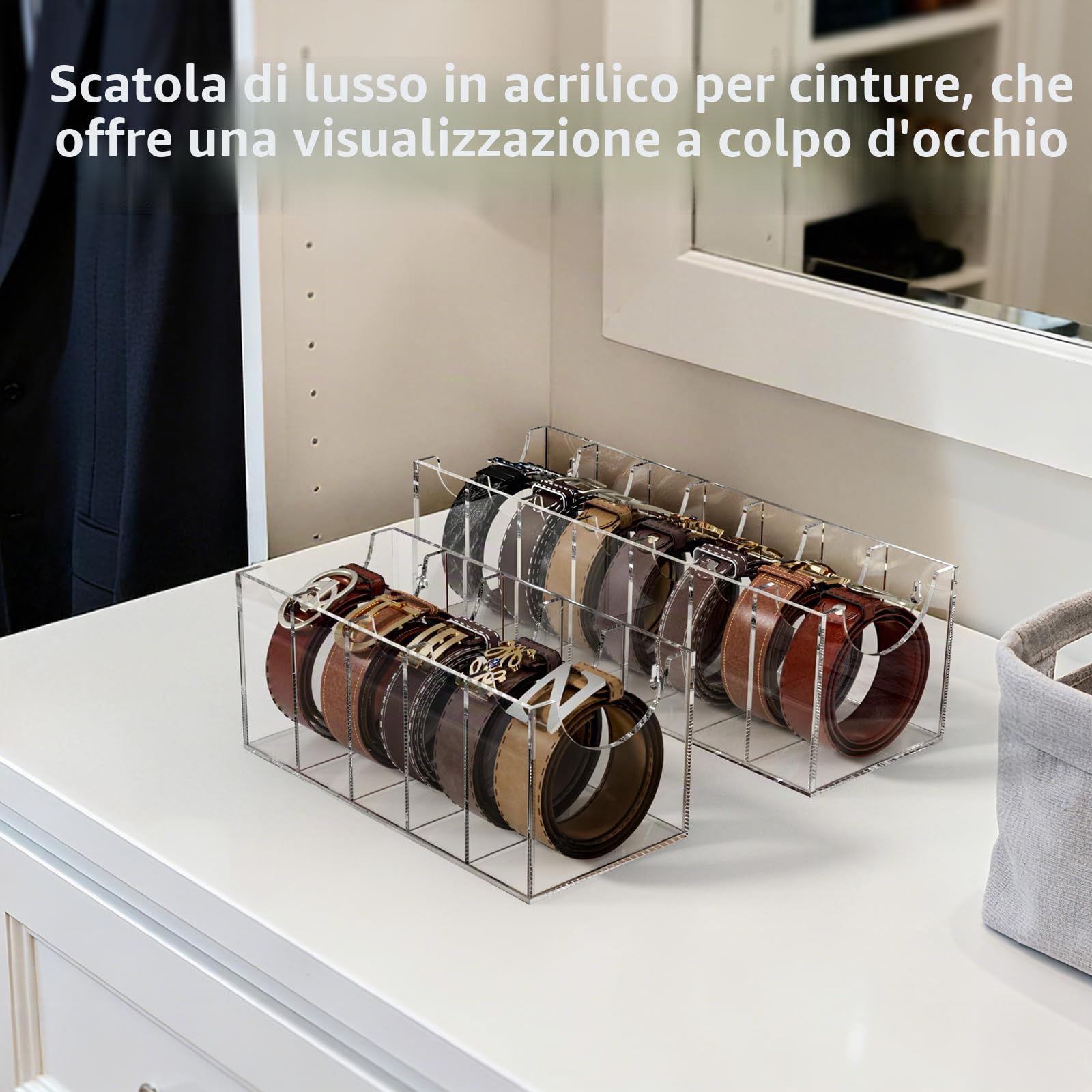FEMELI Organizer per cintura, espositore in acrilico con 4 griglie per orologi, gioielli, trucchi, bracciali, anelli, giocattoli accessori (7)
