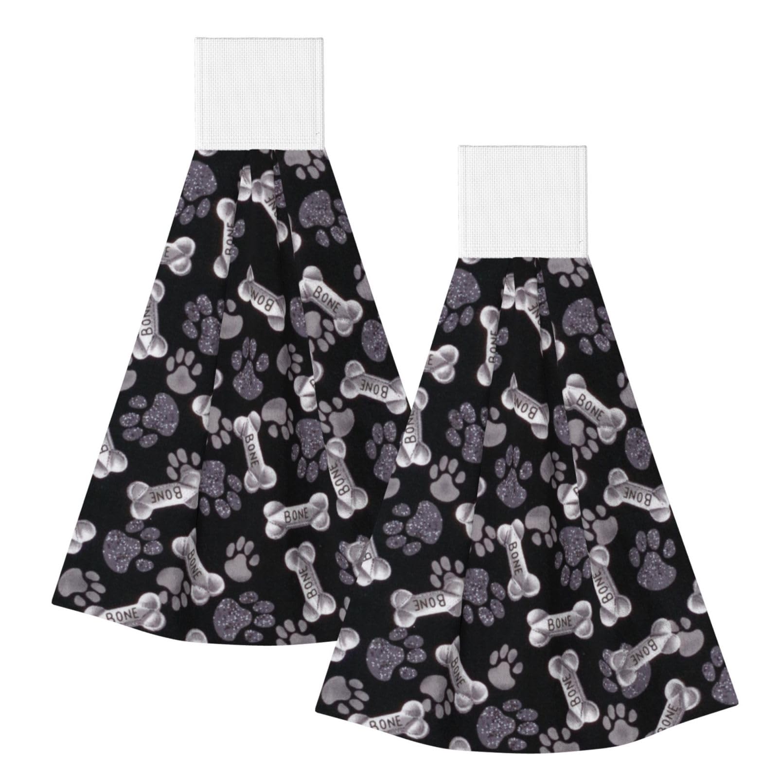 DOPKLNA Dog Puppy Paw, 2 Pcs Hanging Coral Fiber Hand Towels for Bathroom, Absorbent Kitchen Towels