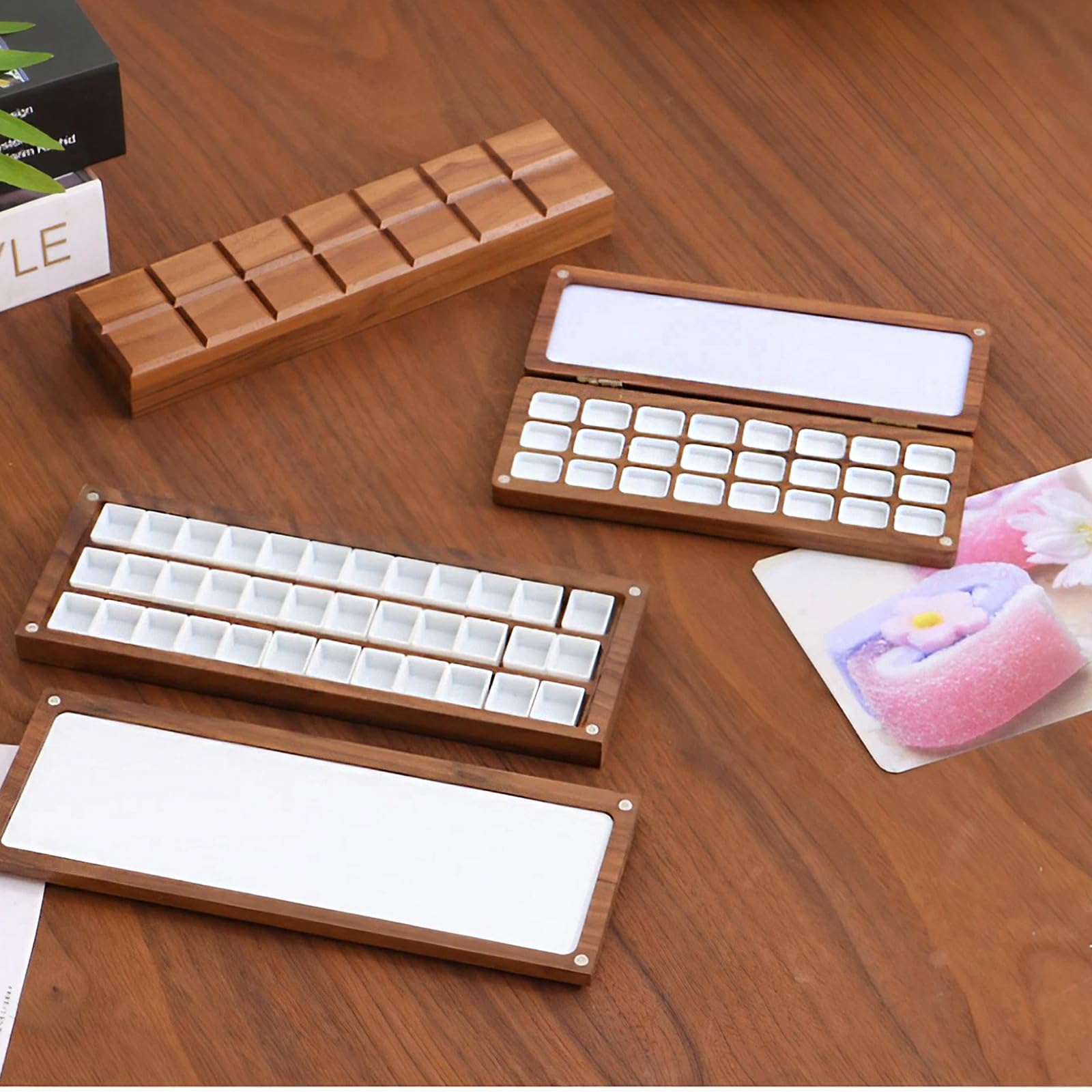 Amazon.co.jp: SHIDOW 木製パレットボックス 空の木製水彩パレット 24