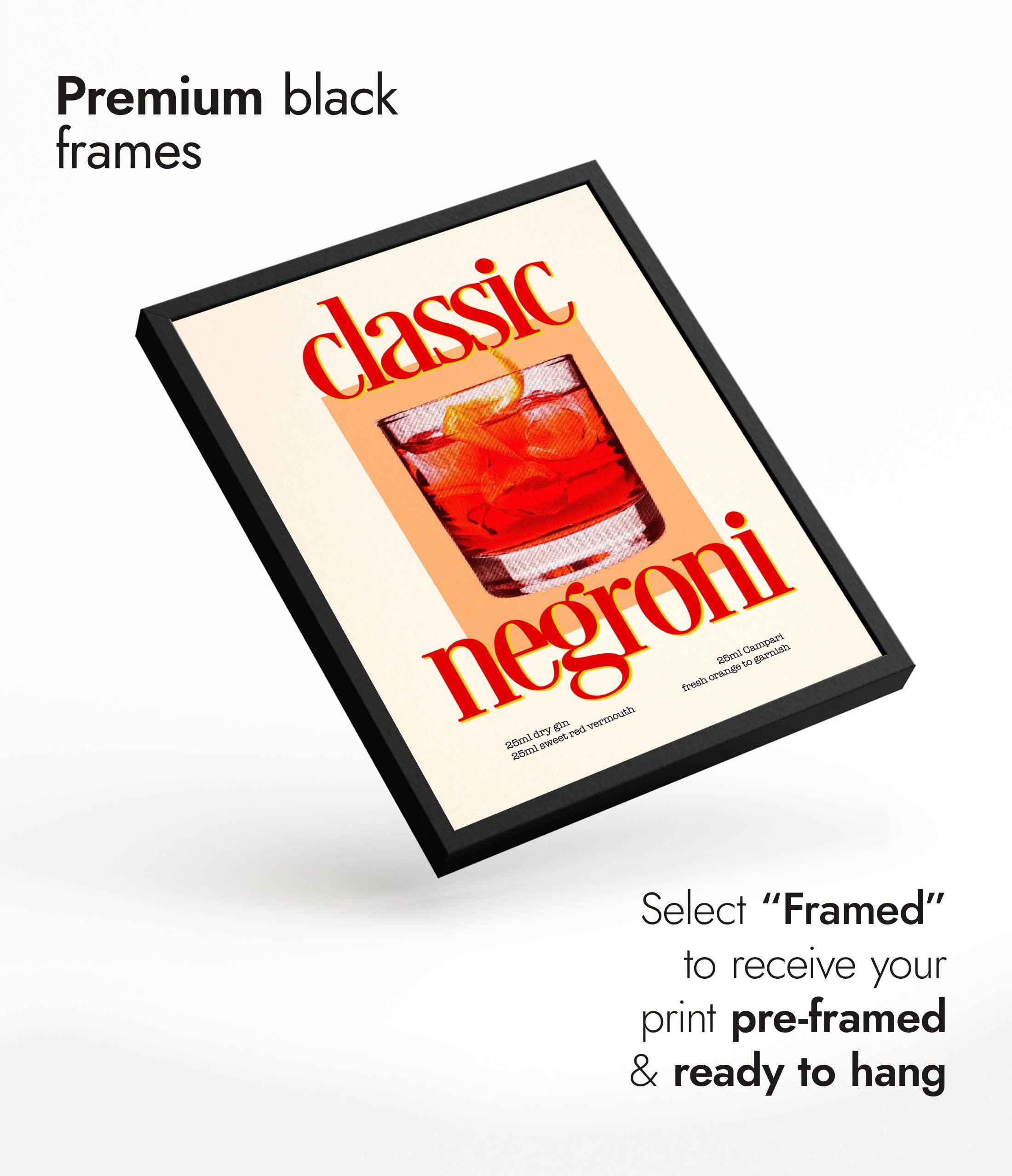 Negroni Print, Cocktail Poster, Framed Drink Wall Art, Modern Kitchen Decor, Drinks Poster, Gift Idea, Archival Matte - Image 4
