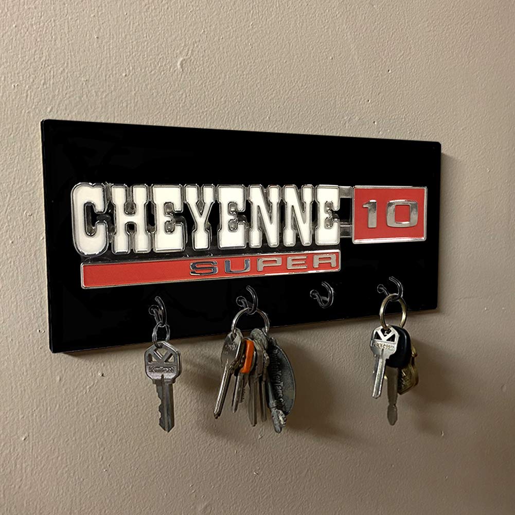 Brotherhood 1972 Compatible with Cheyenne Super 10 TruckEmblem Design Key Holder Organizer Wall Mount Rack for Holders The Home Keys Ring Decorative Hangers Decor Hook Hanger
