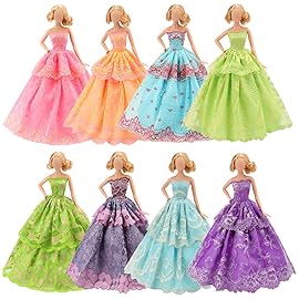 BARWA 5 Pcs Handmade Doll Clothes Wedding Gowns Party Dresses for 11.5 inch Dolls