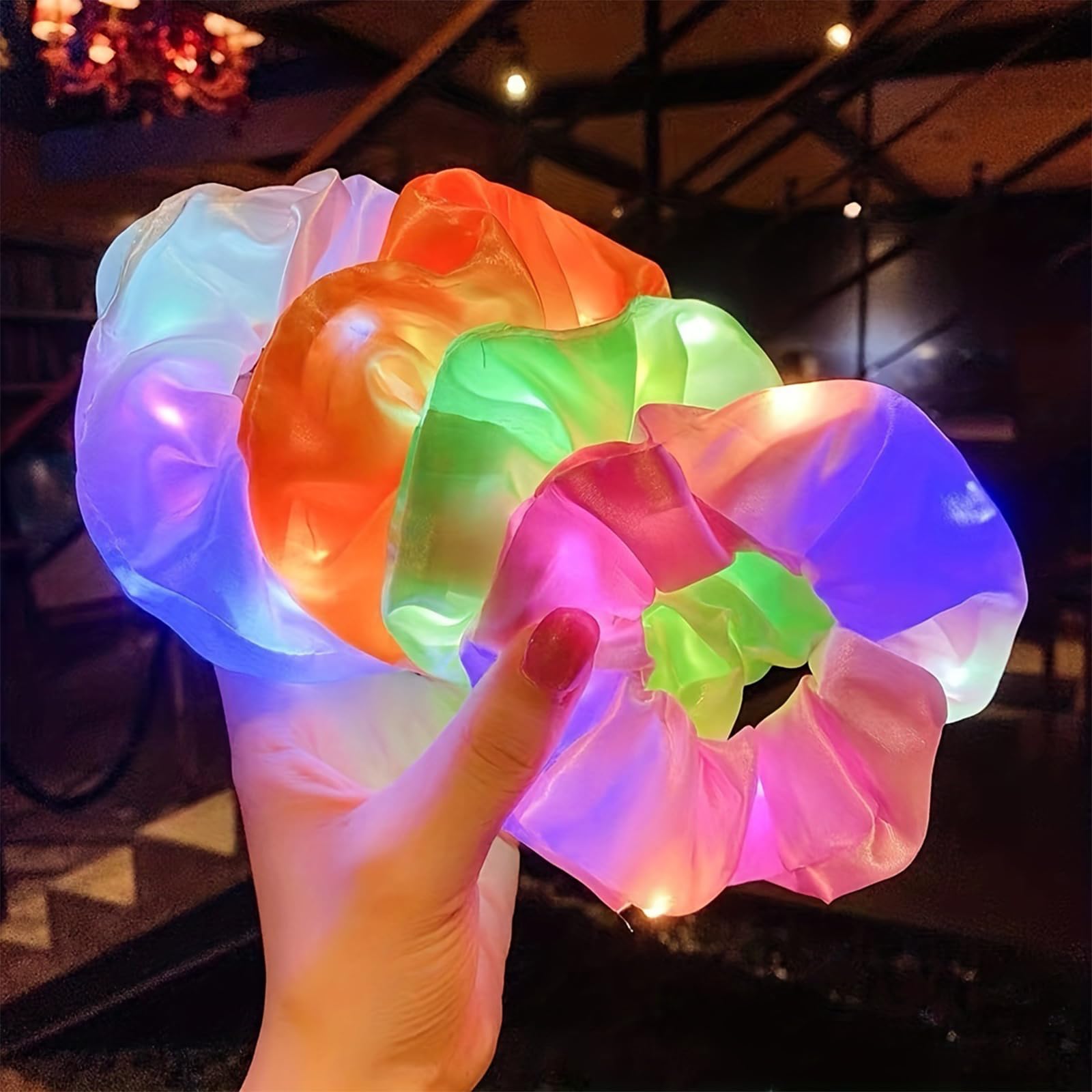 10 Pcs LED Scrunchies, LED Light Up Headband Elastic Hair Bands - Image 4