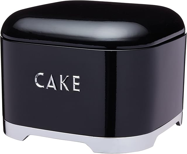 KitchenCraft Lovello LOVCTBLK Cake Storage Tin, 26 x 20 cm (10" x 8") - Midnight Black