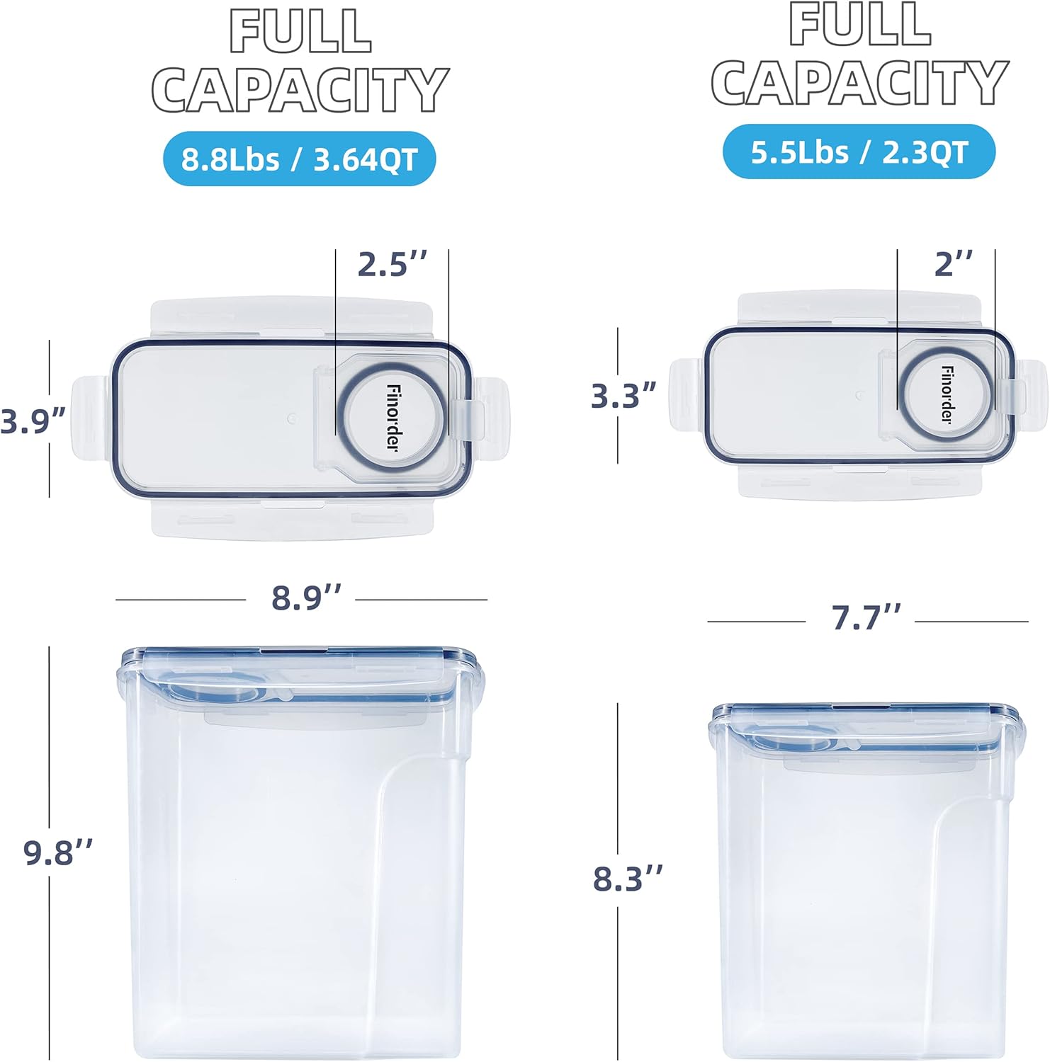 Vramy Airtight Pet Food Storage Containers,2 Pack (8.8LBS+5.5LBS) Food Container with Measuring Spoon & 4 Labels, for Dogs,Cats,Birds and Other Animals,BPA Free Plastic Food Storage Boxes : Pet Supplies