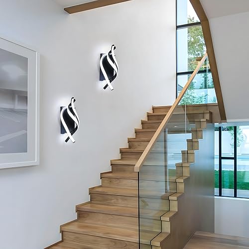 Vista 30 de DELIPOP Apliques de pared, moderno aplique de pared LED en espiral, 6500 K, luz blanca fría para interiores, lámpara de pared LED acrílica