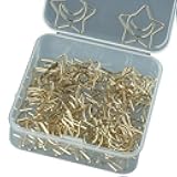 dohobby 50pcs Creative Moon and Star Shaped Paper Clip, Cute Gold Metal Bookmarks Memo Clips Set with Storage Box,Office Accessories for Home, Office