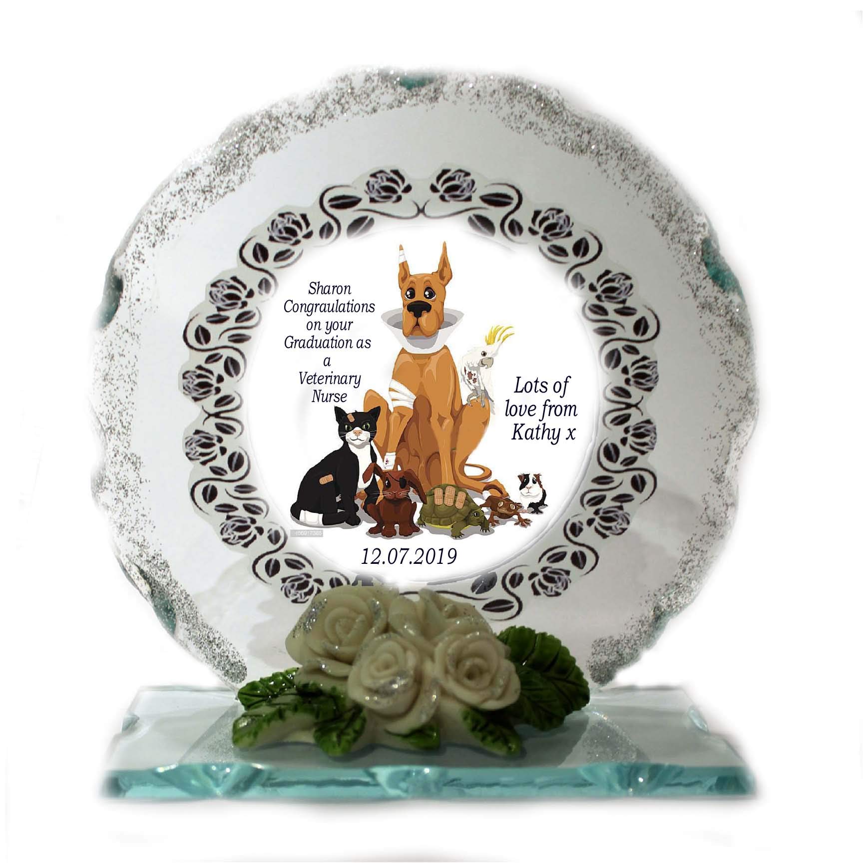 Veterinary Nurse Graduation Personalised Gift Cut Glass Plaque Card Beautiful Keepsake