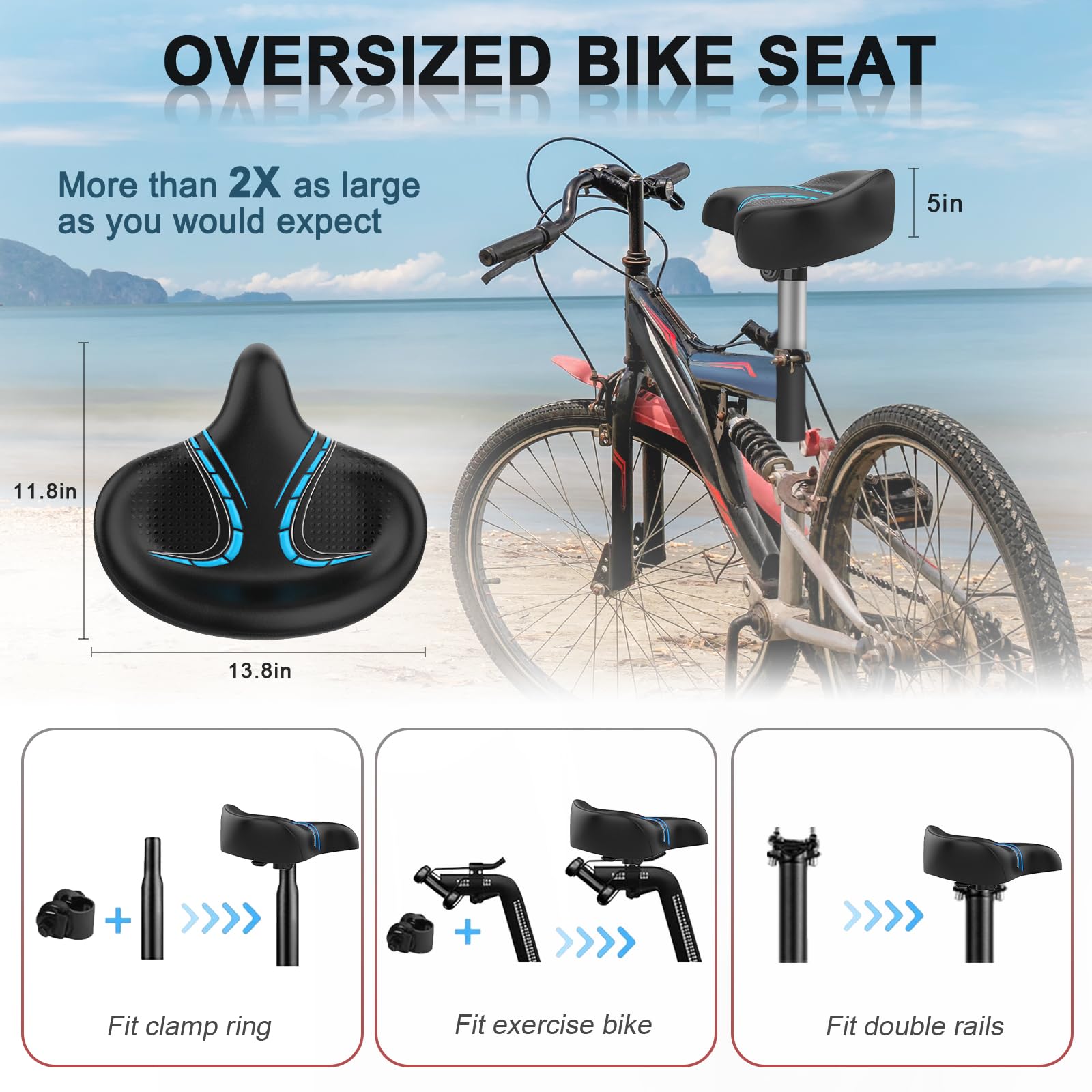 Wide Bike Seat For Men CDYWD Oversized Bike Seat For Men Women