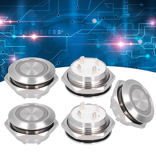 Miniatura 7 de Interruptor de botón momentáneo, reinicio automático de metal, ultra delgado con LED de 0.748 in, botón táctil corto, interruptor de tacto