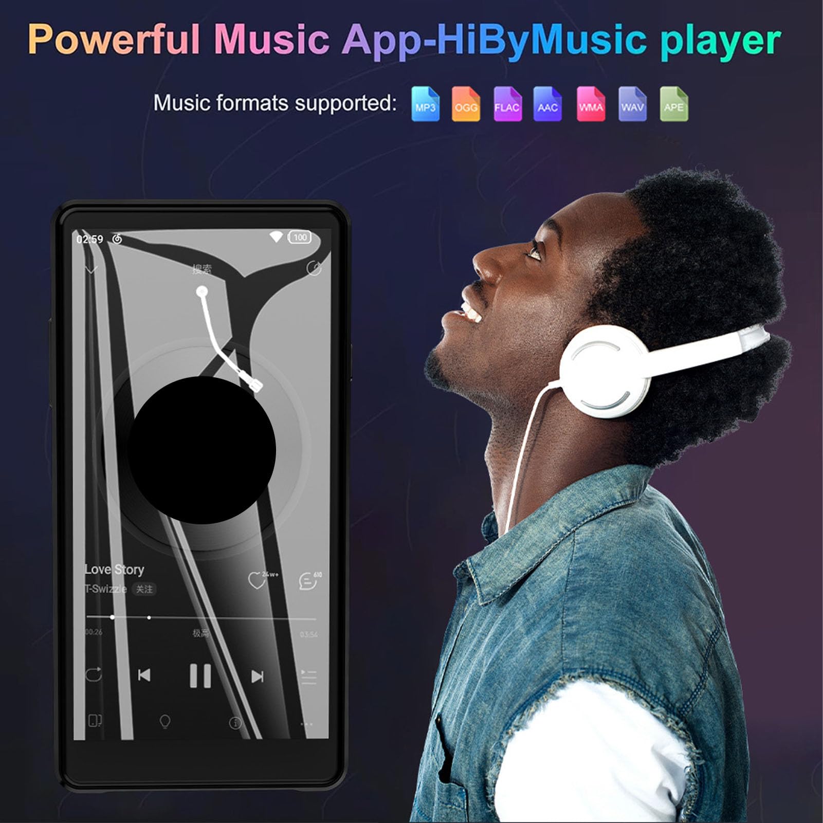 Focket Reproductor MP3 con Bluetooth y WiFi, Reproductor de Música Portátil con Altavoz, Pantalla Táctil HD de 5", Radio FM, Libro Electrónico, Reproductores MP3 y MP4 para Niños