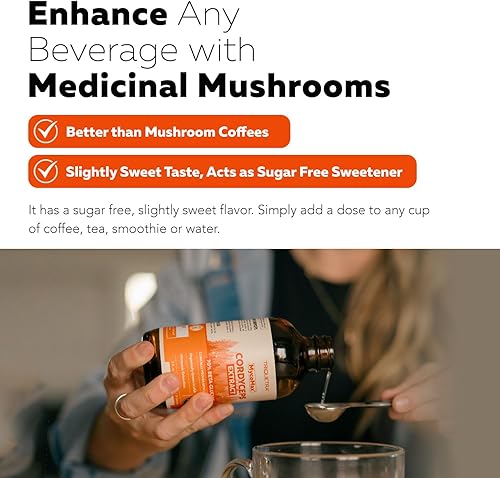 Miniatura 5 de Extracto orgánico de hongos Cordyceps  70% beta-glucanos  niveles de nutrientes activos más altos, tincutura Cordyceps de máxima potencia, cultivada