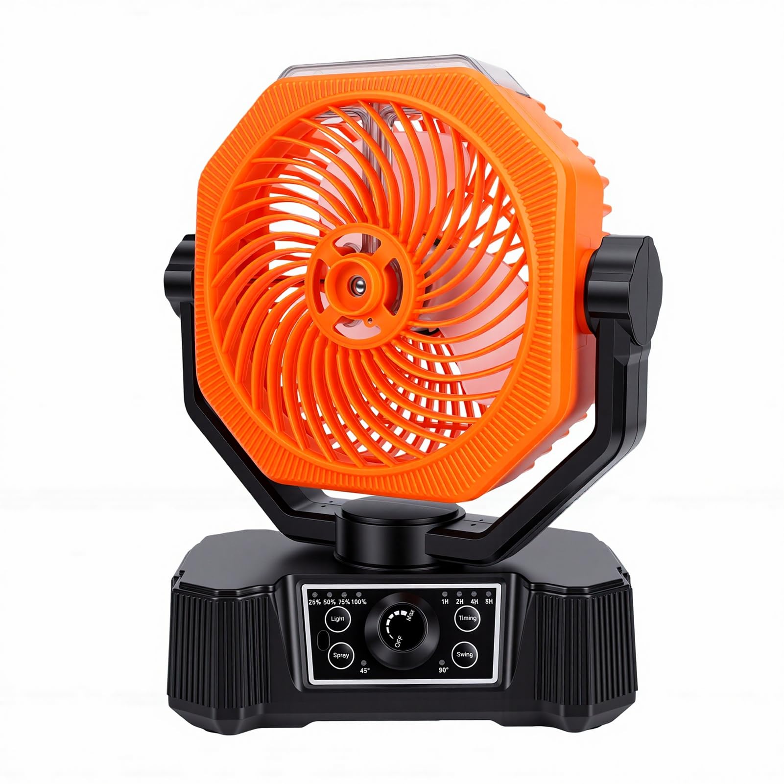 VBESTLIFE Ventilatore da Campeggio Nebulizzante, Pannello Solare con Scuotimento Automatico della Testa, Ventola di Raffreddamento a Basso Rumore con Luce LED, Alimentato a Batteria da 10000 MAh per