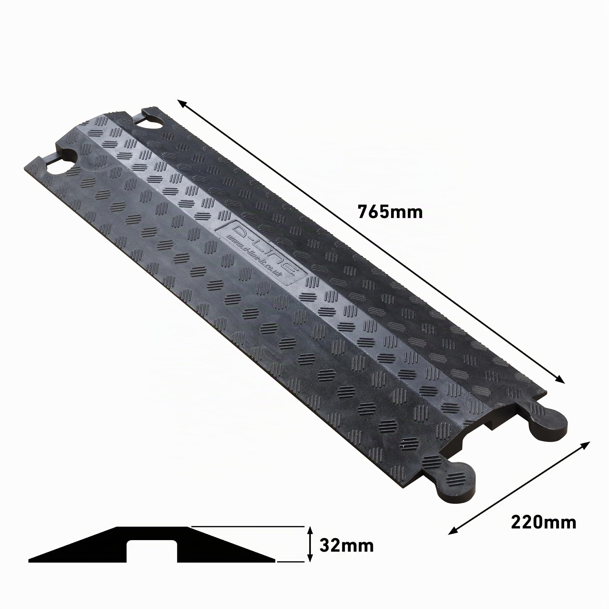 D-Line DO-2B765 Passe Câble Sol Rigide, Goulotte Protection , Couvercle de Câble Robuste pour Usage Extérieur - Cavité du Câble = 45mm (Largeur) x 20mm (Hauteur) - 765mm Longueur - Noir