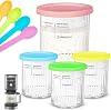 Pack of 4 Container for Ninja Creami Deluxe Pints Replacement for Ninja Creami Deluxe Pints and Lids Tubs Accessories for NC500 NC501 Series BPA-Free 24 oz