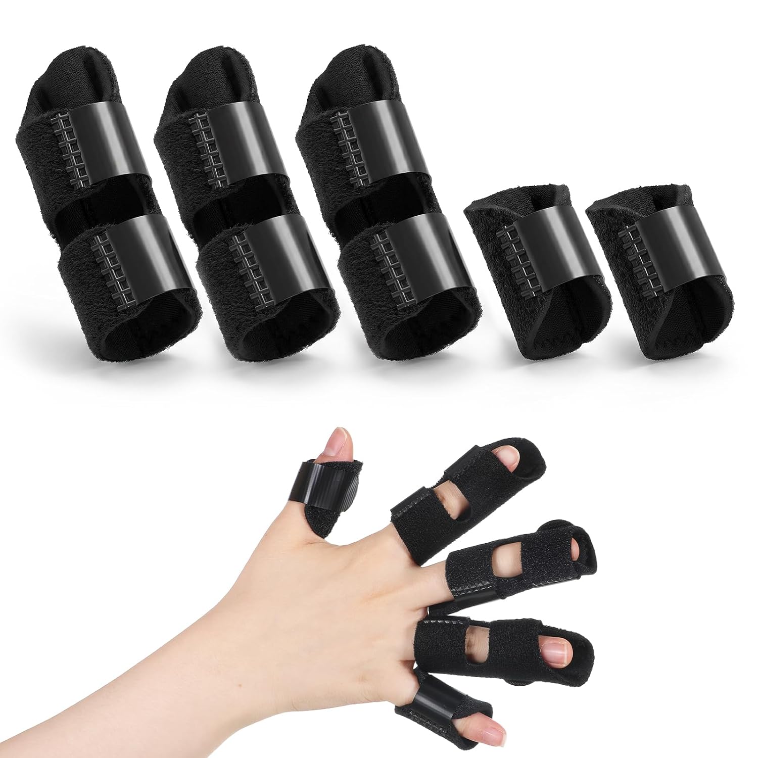 5 PCS Splint for Finger, Universal Finger Braces Joint Stabilizer 2 Sizes Trigger Fingers Support for Broken Arthritis Pain Sprain Relief Middle Index