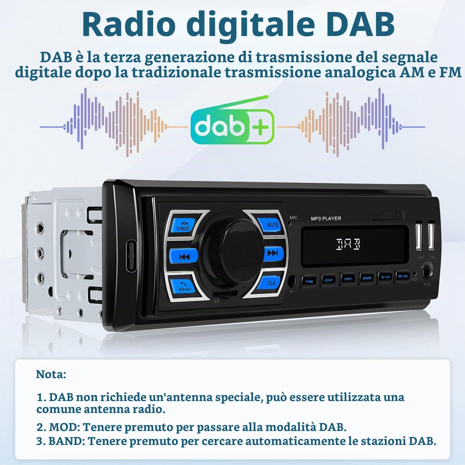 Hikity DAB/DAB+ Autoradio con Bluetooth FM