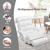 Vista 18 de Giantex Chaise Lounge - Sillón plegable multiusos para interiores con 6 posiciones ajustables, reposabrazos integrados, almohada lumbar, asiento
