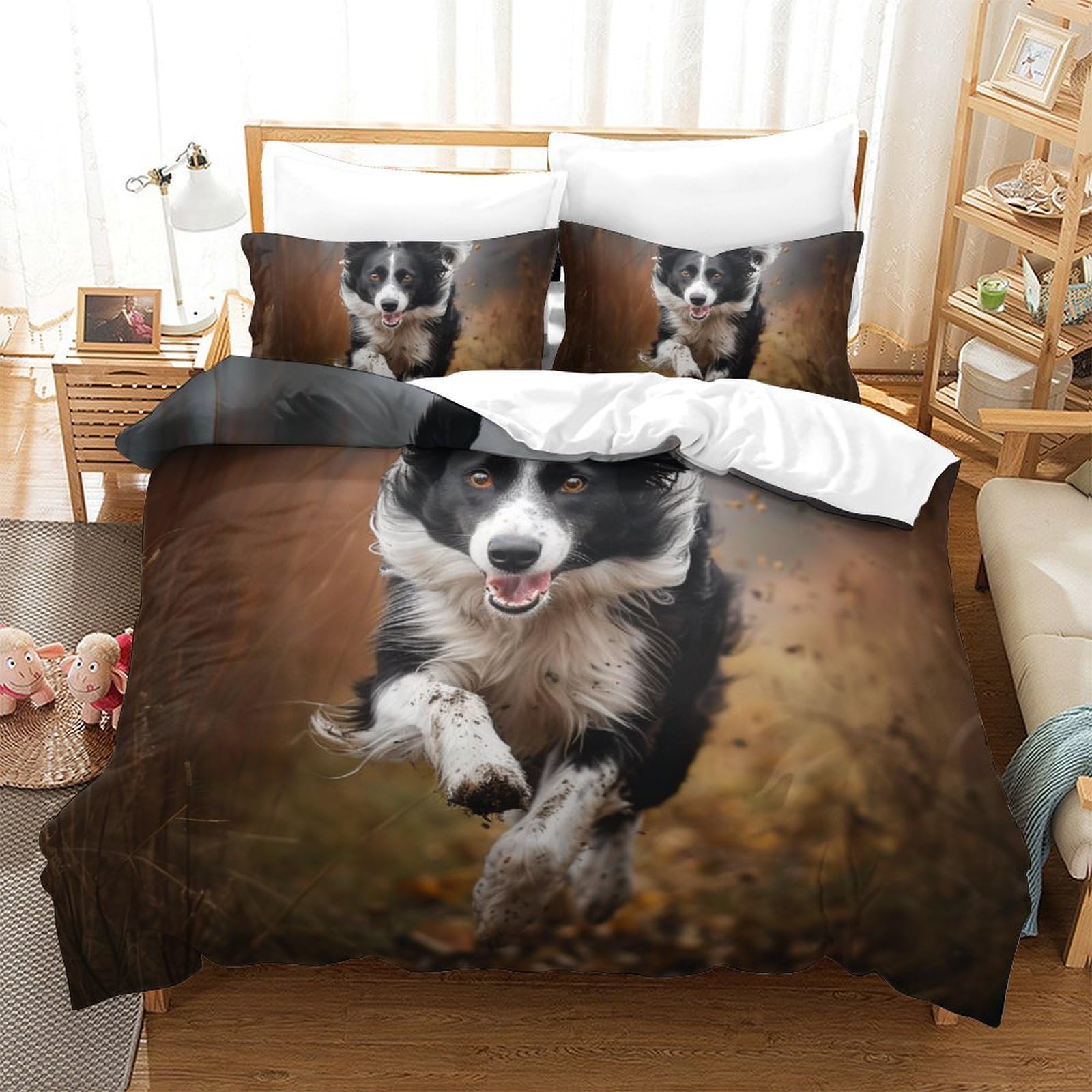 Ensemble de literie Border Collie 3Pcs pour transformer la chambre des enfants et adolescents